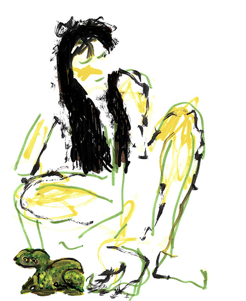 vanitas human figure with a frog
