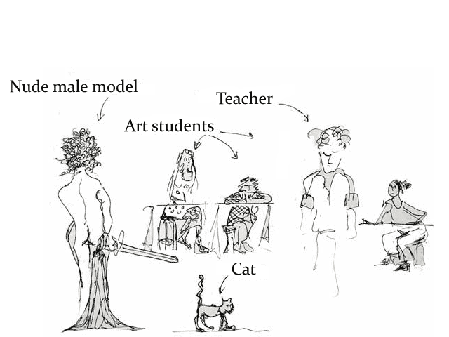 Male drawing model for art class