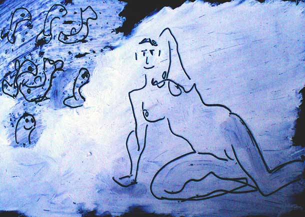 sgraffito art on paper