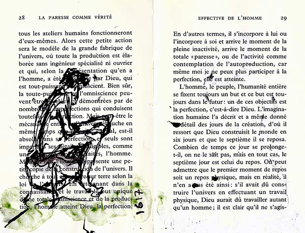 acrylic and reed ink altered book
