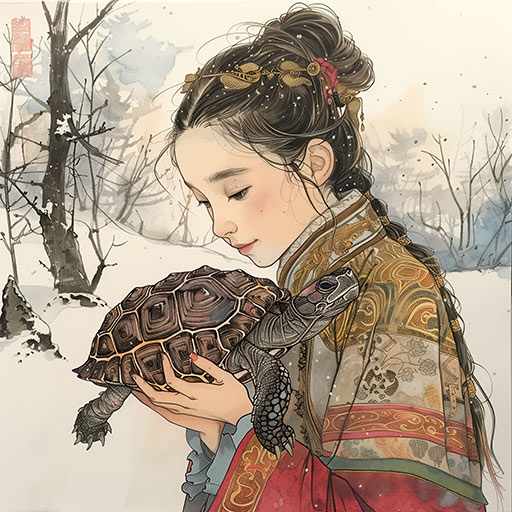girl holding a tortoise